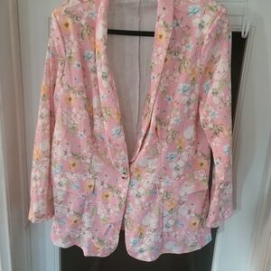 SHEIN Pink Floral Blazer